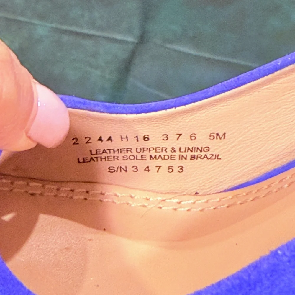🔥Tory Burch Blue Suede Pointed-Toe Pumps with Lucite Block Heel Size 5 EC🔥